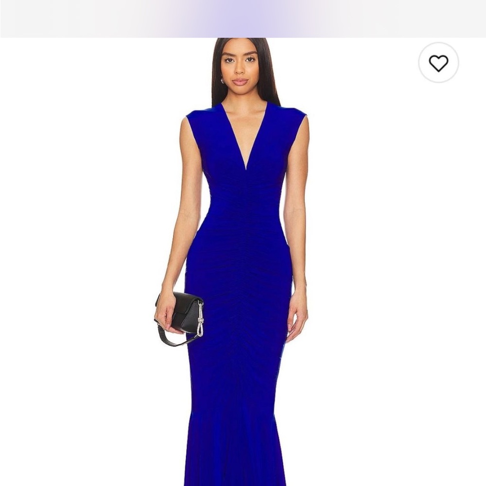 Norma Kamali Blue Sleeveless V-Neck Maxi Gown